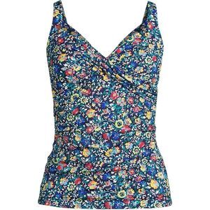 Land’s End V wrap underwire tankini deep sea navy bright  floral adjustable Var